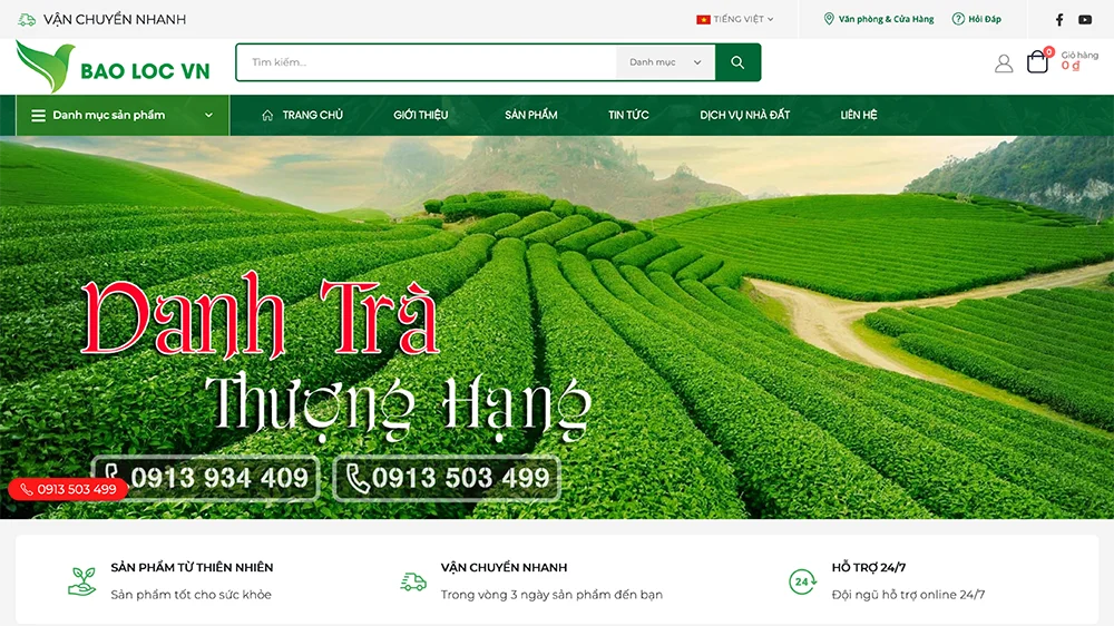 Mẫu website trà